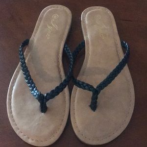 Black braided sandals 8